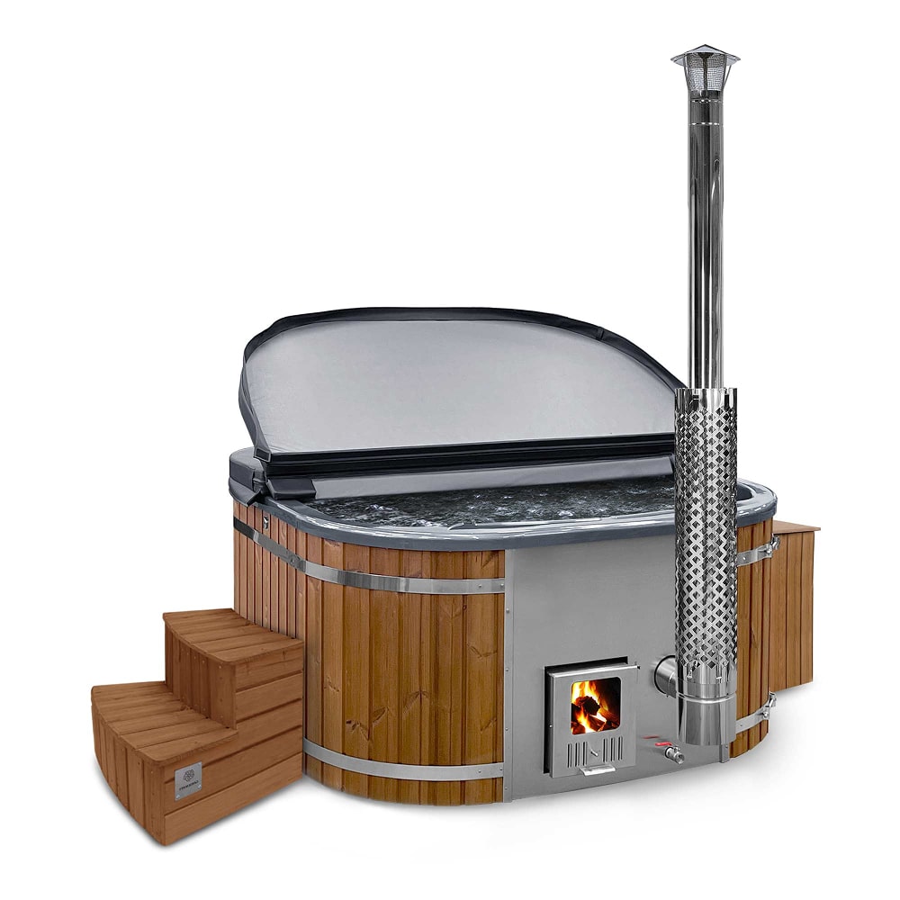 Premium Square Hot Tub with Premium Sand Filter | Bestseller | Metallic grey 4-6 | Pre-configured | Integrated AISI 316