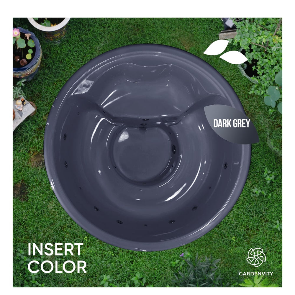 Dark grey insert on grass background