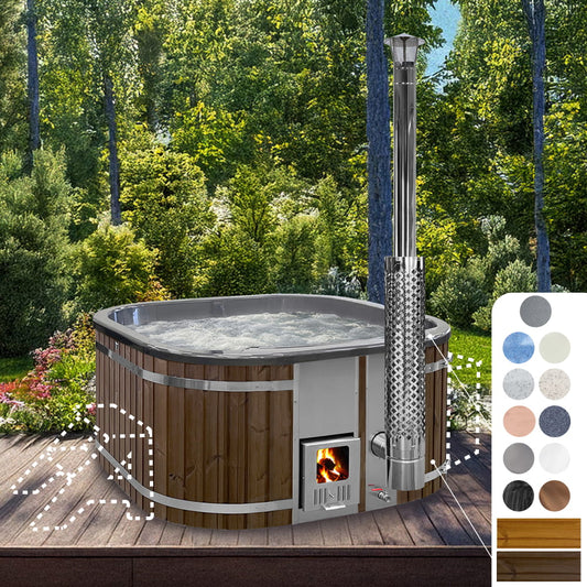 Configure Square Wood Fired Hot Tub for 4-6 Persons | Integrated Heater