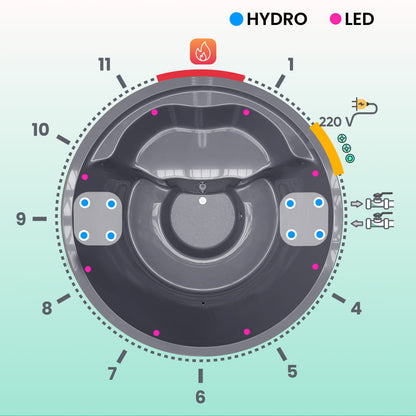 Wood Fired Hot Tub with Hydro Jets and LEDs 4–6 seater