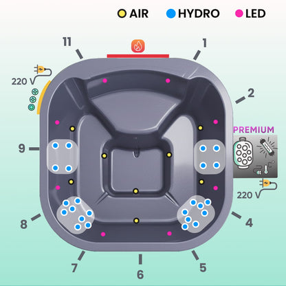 Square Wood Fired Hot Tub for 4-6 with Premium Filter & Targeted Massage with 24 Hydro Jets | Integrated stove