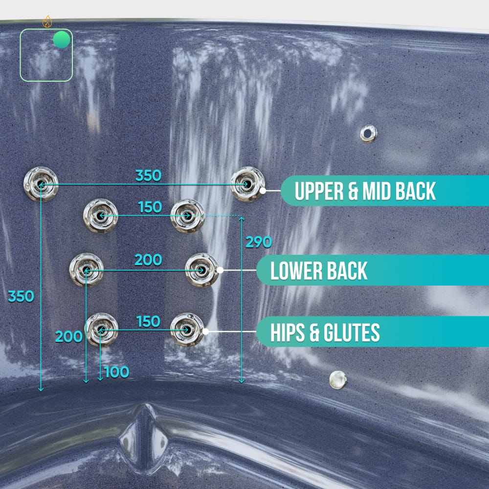 Square Wood Fired Hot Tub for 4-8 | Targeted Massage With 28 Hydro Jets | External Heater