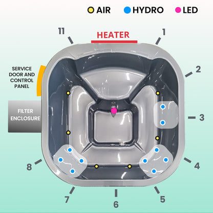Special offer - Premium Square Hot Tub with Sand Filter | Comfort | Metallic grey 4-6 | Pre-configured | Integrated AISI 304