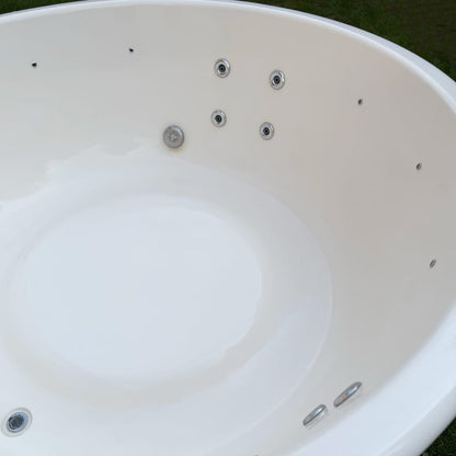 Flat Bottom Wood-Fired Hot Tub with Hydro Jets and LEDs for 3-4 people