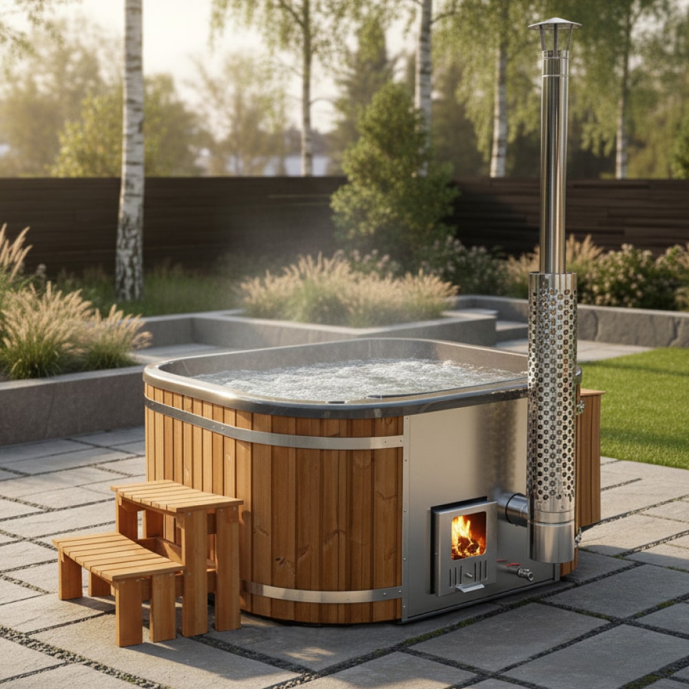 Premium Sand Filter Square Wood Fired Hot Tub | Best Configuration