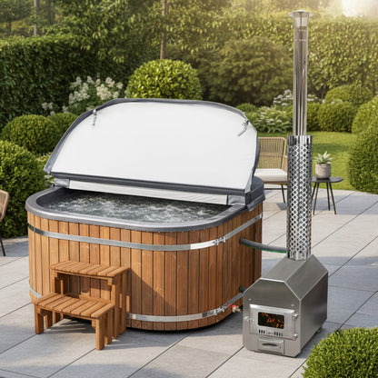 Premium Sand Filter Square Wood Fired Hot Tub | Optimal Configuration | External Heater