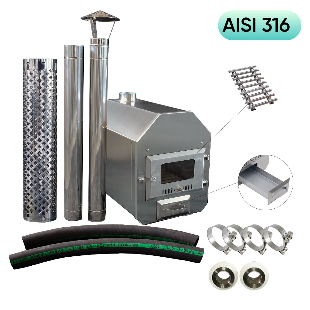 33 kW Full Kit UKO Octa M Wood Burning Hot Tub Stove | Stainless Steel AISI 316