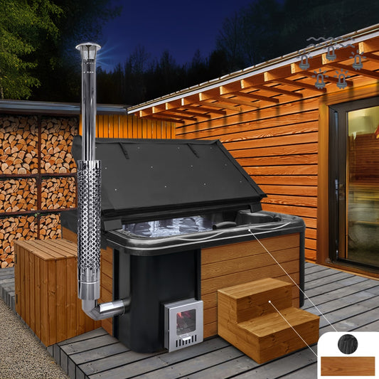Special offer - Premium Lounge Hot Tub with Sand Filter | Comfort | Marble black 6 | Pre-configured | Integrated AISI 304