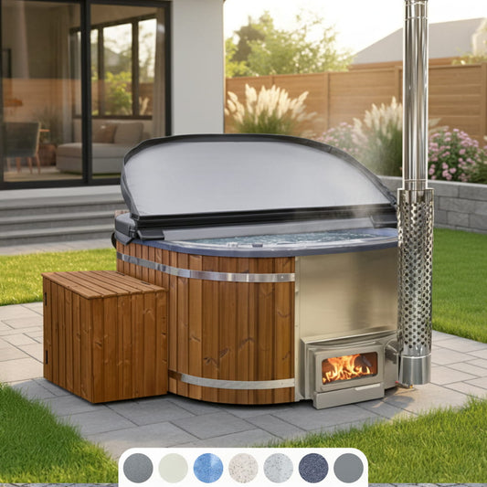 Premium Wood-Fired Hot Tub with  28 Hydro-Jets, stove Horizon | For 4-8 Person