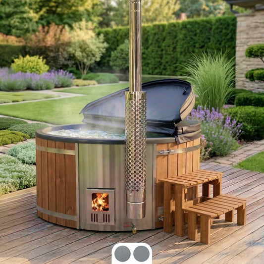 Super Offer Wood Fired Hot Tub with Hydro Jets and filter connections | 4–6 seater