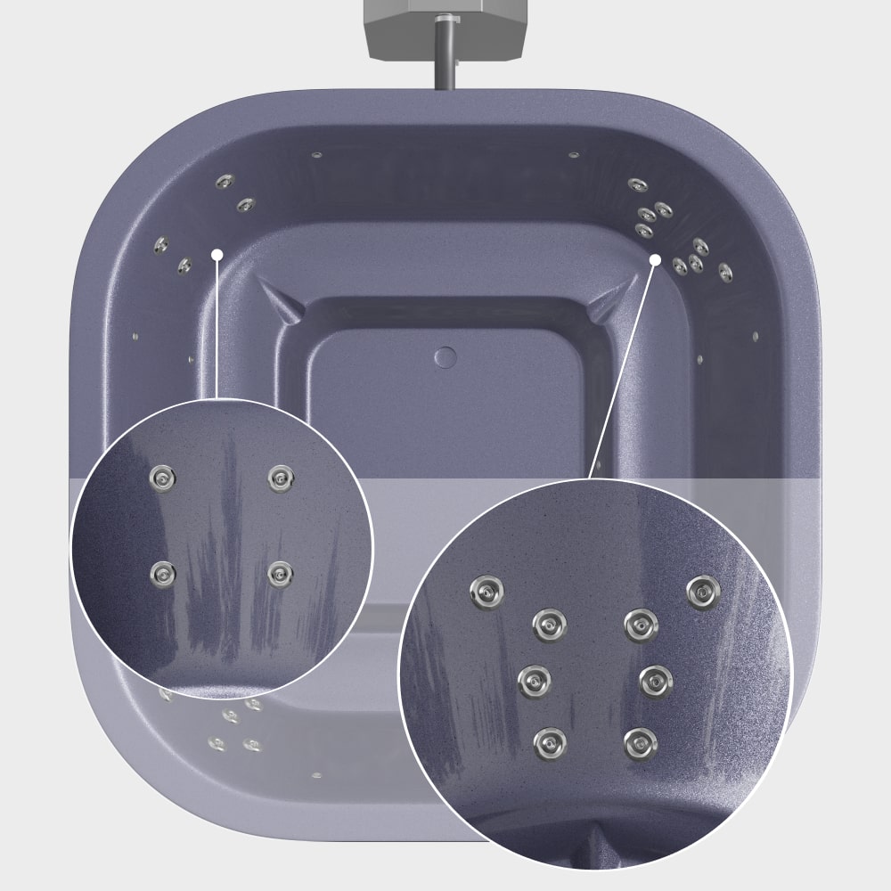 Square Wood Fired Hot Tub for 4-8 | Targeted Massage With 28 Hydro Jets | External Heater