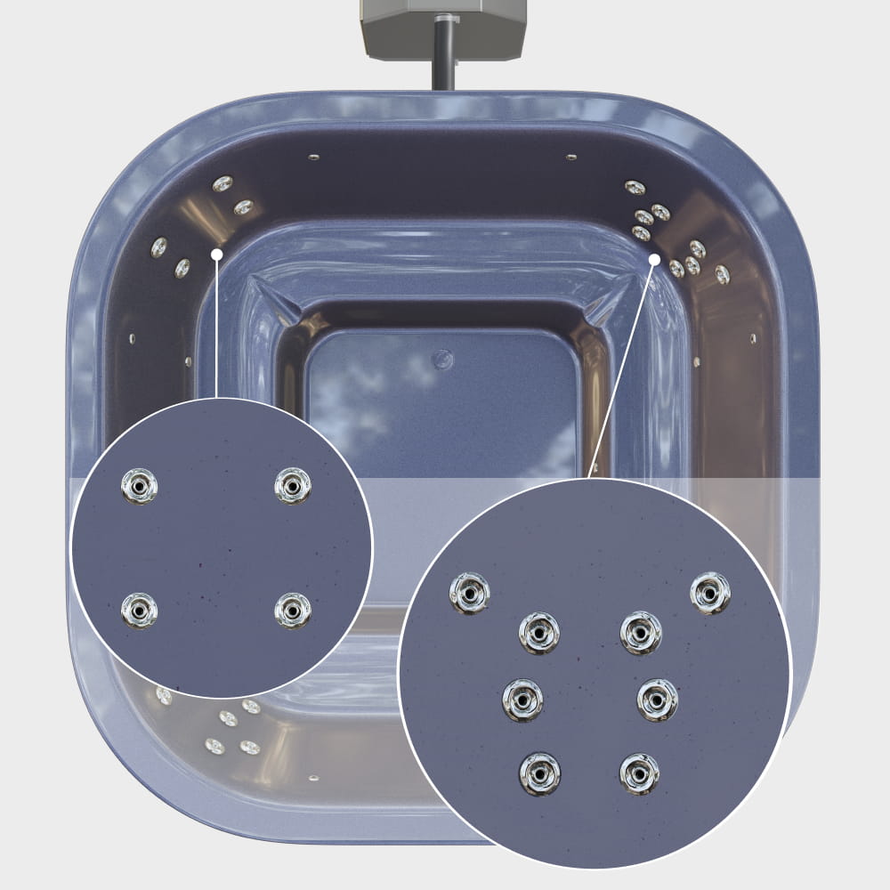 Square Wood Fired Hot Tub for 4-8 | Targeted Massage With 28 Hydro Jets | External Heater