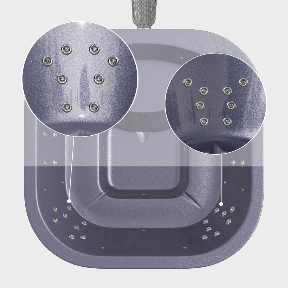 Square Wood Fired Hot Tub for 4-6 with Premium Filter & Targeted Massage with 24 Hydro Jets | Integrated stove