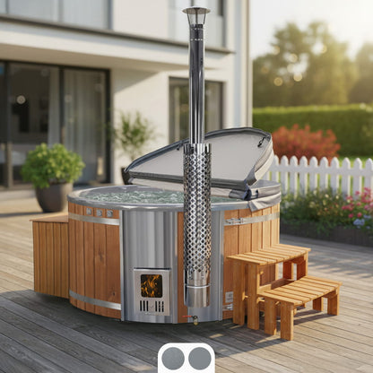 All Inclusive Wood Fired Hot Tub with Air & Hydro Jets | Sand filter & UV-C | 4–6 seater