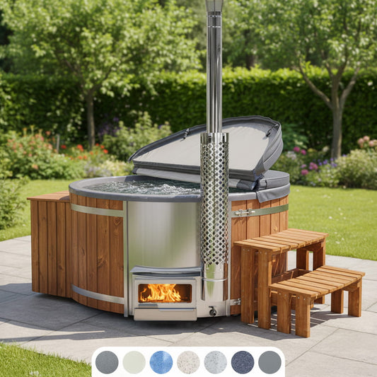 Premium Wood Fired Hot Tub with Jets | Horizon™ stove, Premium sand filter system | 24 jets | 4–8 seater