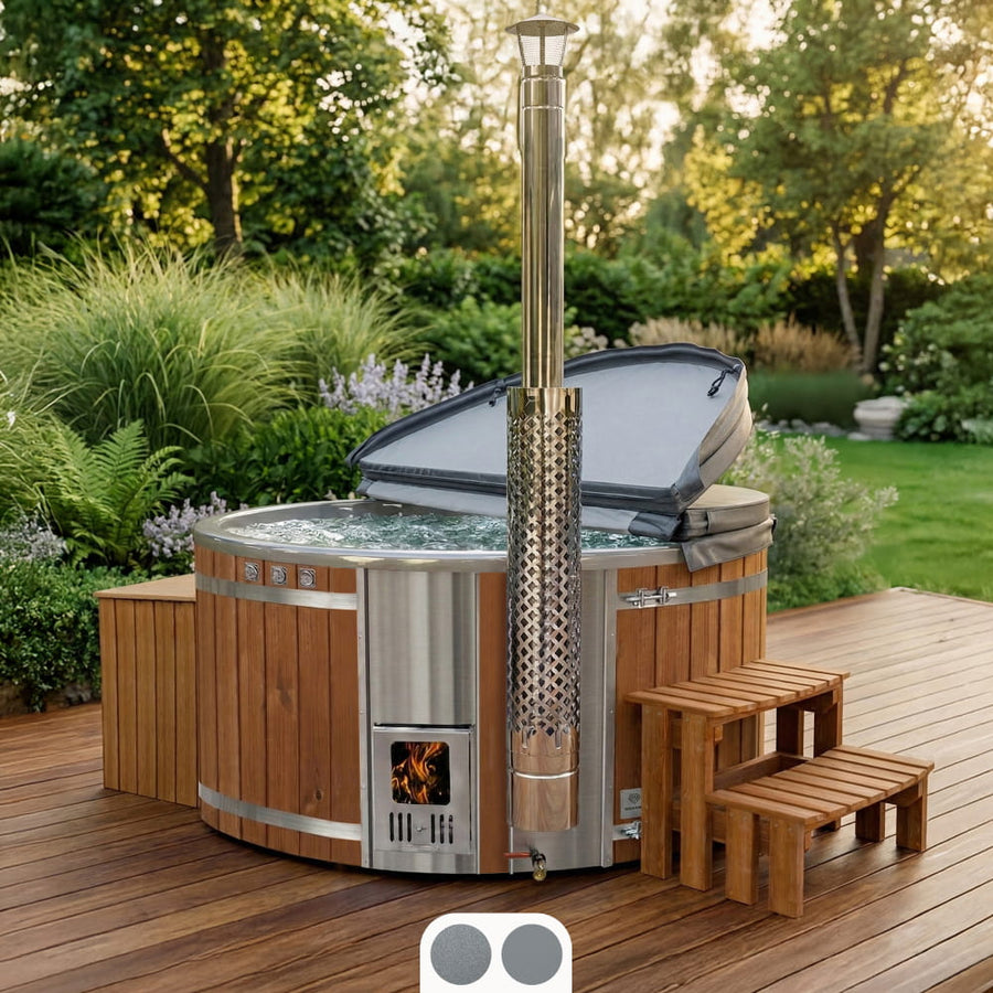 Super Offer Wood Fired Hot Tub with Sand filter & UV-C, Hydro Jets and LEDs | 4–6 seater