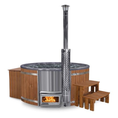 Wood Fired Hot Tub with Jets | Integrated Horizon™ stove sand filter & UV-C | 16 Hydro jets | 4–8 seater