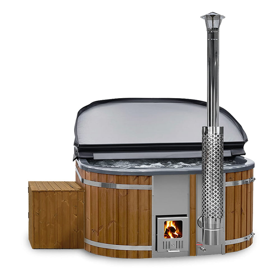 Super Offer | All Inclusive Square  Wood Fired Hot Tub | Air & Hydro Jets | Sand filter & UV-C | 4–6 seater