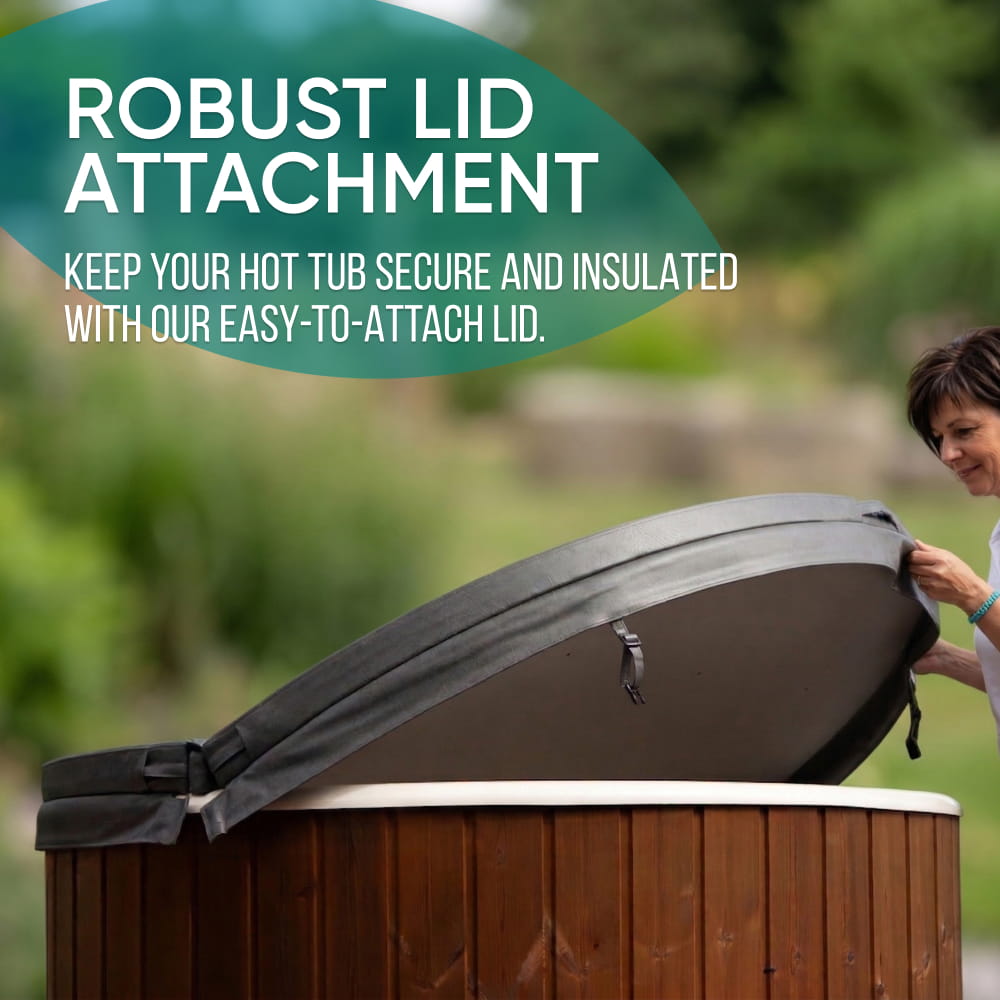 Flat Bottom Wood-Fired Hot Tub with 12 Hydro Jets and mini LEDs for 4-6 people