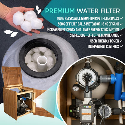 Premium Square Hot Tub with Premium Sand Filter | Bestseller | Metallic grey 4-6 | Pre-configured | Integrated AISI 316