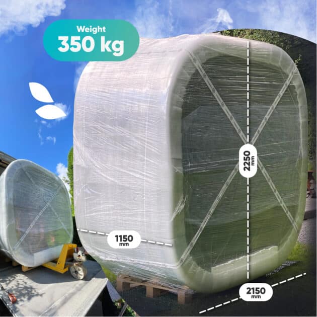 Weight and measurements of a packed Gardenvity square wood-fired hot tub for 6 people