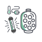 Fibre-ball filtration & UV-C + Electric heating