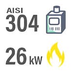 External Heater, grade 304 steel, 26 kW with Chimney Flue, 2m (6’6”)