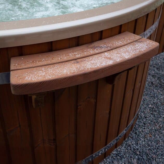 Hot tub mini bar made of thermowood