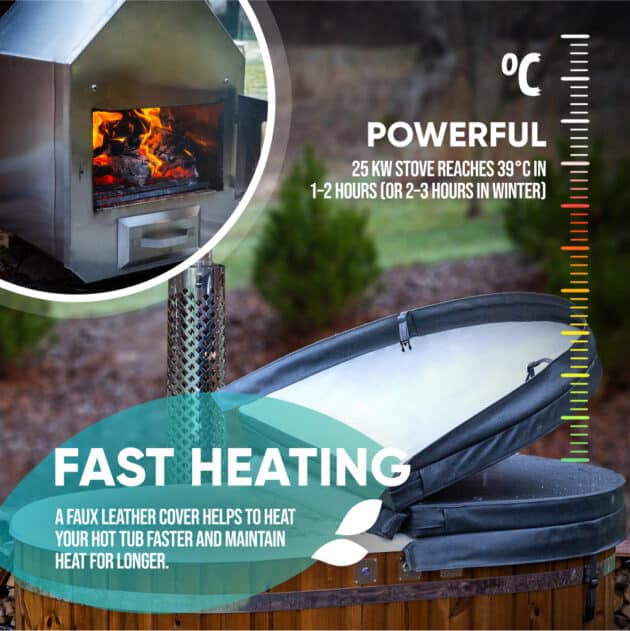 A powerful wood-fired stove to heat the water fast