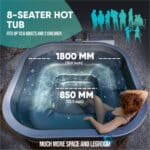 Square hot tub 180 cm wide, comfortable for 8 people