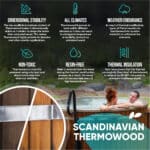 Advantages of round wood fired hot tub's Scandinavian thermowood