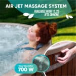 Round wood fired hot tub with air jet massage system, 700 W strong
