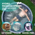 A round wood fired hot tub with hydro massage system